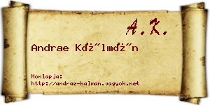 Andrae Kálmán névjegykártya